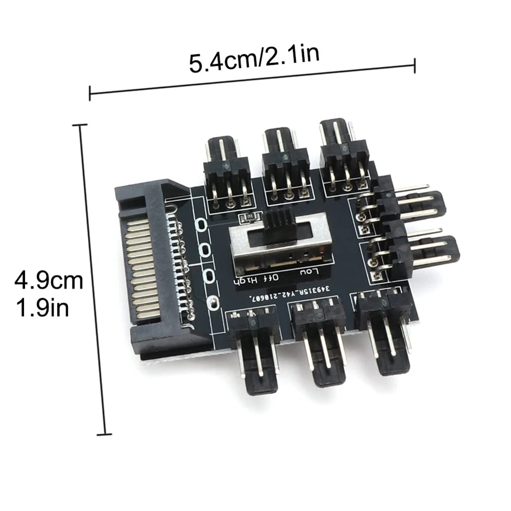 10PCS Fan Hub 1 to 8 3Pin Pwm Sata Molex Splitter Mining Cable 12V Power Suppply Cooler Cooling Speed Controller 4PIN