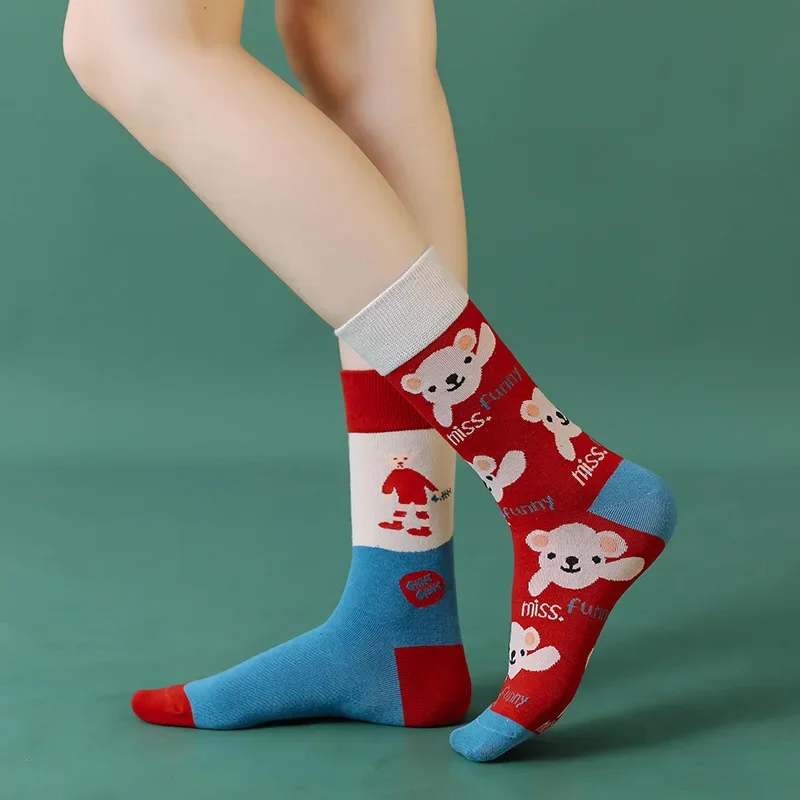 New Trendy Socks Ab Style Cotton Socks Creative Bear Socks