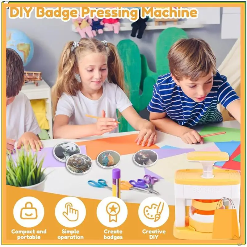 آلة صنع الشارات L52A، صانع الدبوس الصلب، مجموعة ثقب شارة آلة Creativepress، صانع شارة الدبوس سهل الاستخدام للأطفال