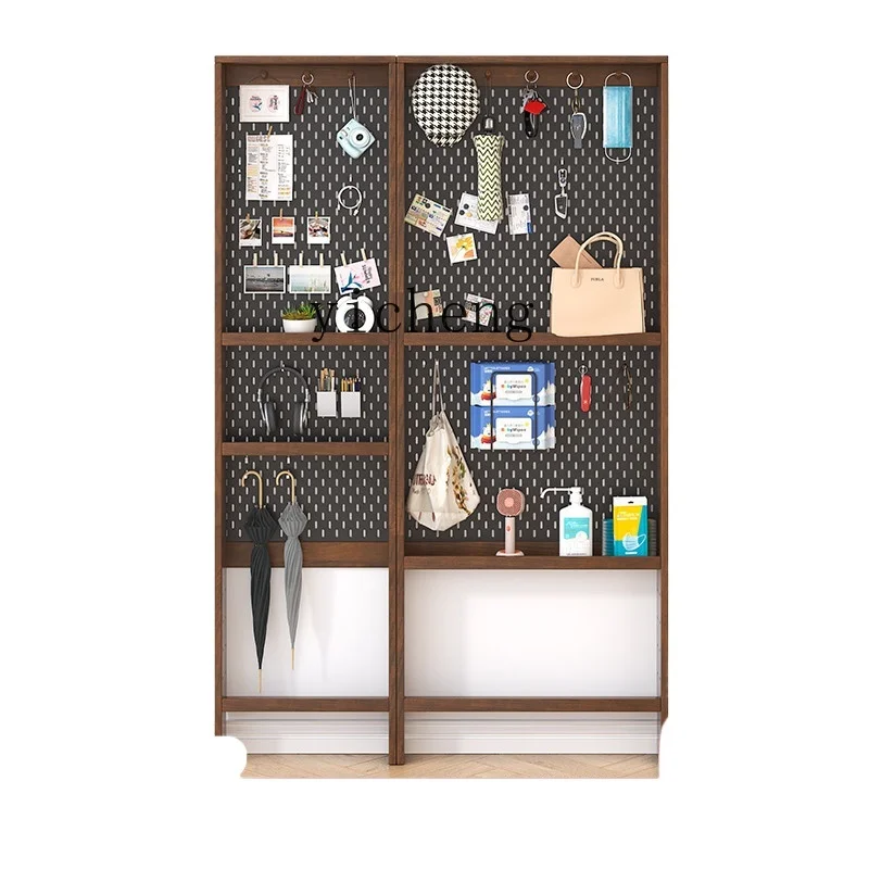 ZK Solid Wood Ultra-Thin Wire-Wrap Board Storage Rack Living Room Bathroom Entrance Storage Cabinet Thin Cabinet behind the Door