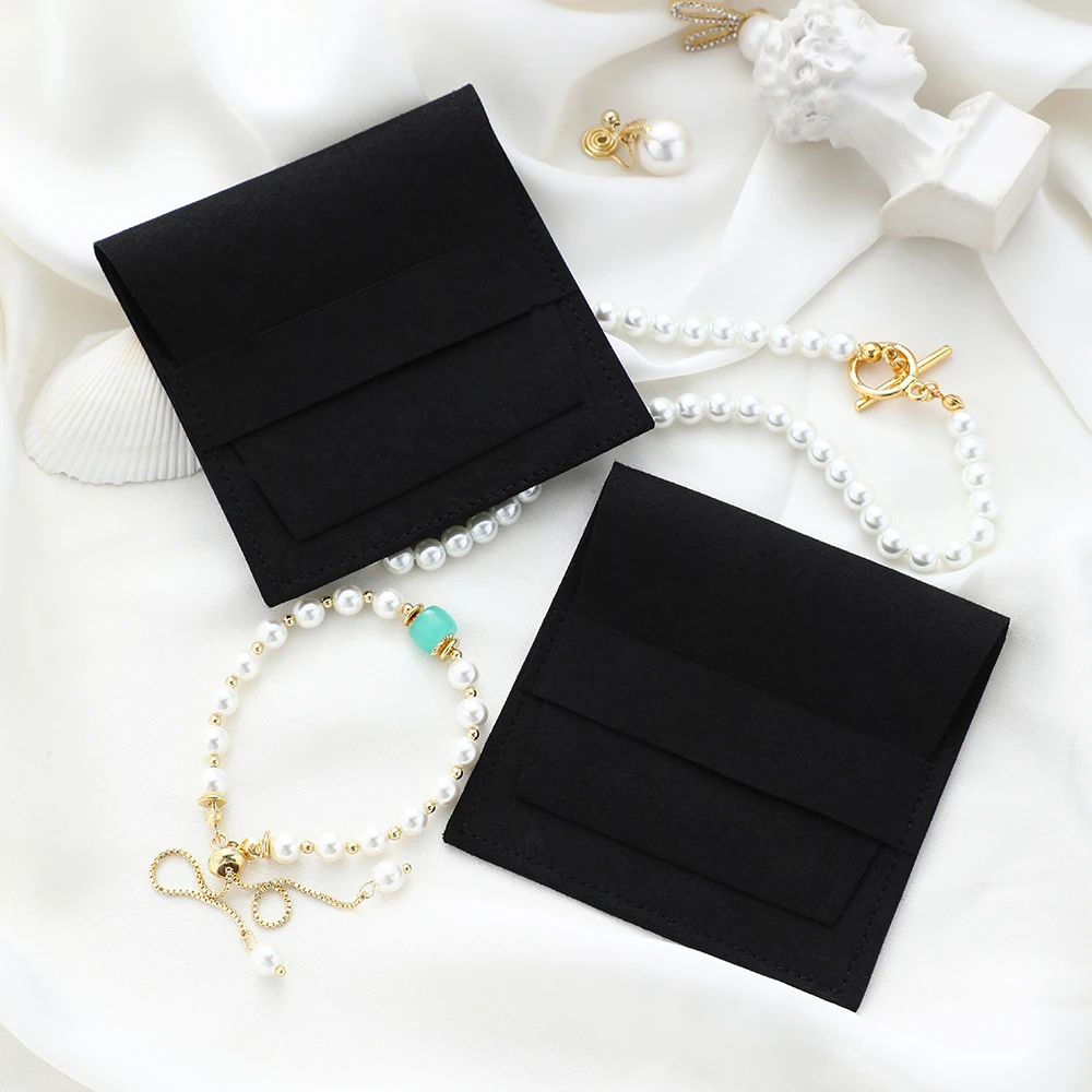 Black Velvet Microfiber Jewellery Packaging Pouches Jewelry Necklace Rings Organizer Pouch Wedding Favor Chic Cosmetic Bag