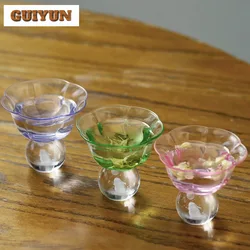 95ml Boutique Crystal Glass Flower Teacup Moon Rabbit Ball High Foot Cup Female Personal Master Cup Chazhan Kung Fu Tea Set Gift