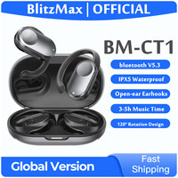 BlitzMax BM-CT1 Open Ear Headphones bluetooth5.3 Earphone 16.2mm Large Drivers Bass 50h Battery ENC HD Calls Earhooks