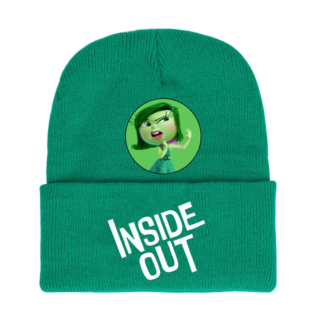 Cute Inside Out cartoon movie embroidery knit hat beanie Inside Out Printed hat pullover hat warm Anger Joy Disgust Sadness