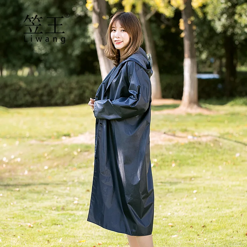 Navy Blue Adult Transparent Small Brim Polyester Composite PVC Long Wear Unisex Raincoat, Rain Coat Women,  Poncho Men