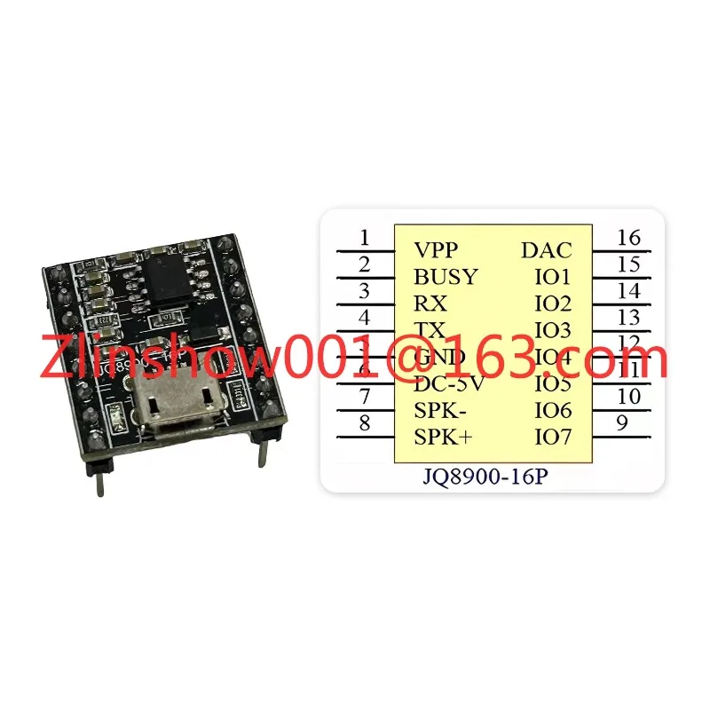 JQ8900-16P-2 4Mb Uart Voice Recording Module Programmable SPI Flash USB 2.0 MP3 Sound Module 10MA Current Acoustic Components