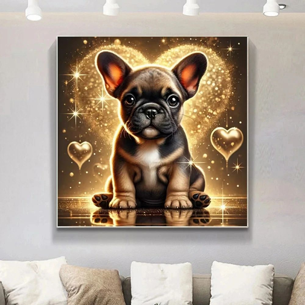 Niedliches Hund-Diamantgemälde, Liebes-Tierbild, geeignet für Anfänger, Diamant-Mosaik, rund, Neuankömmling, DIY-Heimdekoration, Geschenke
