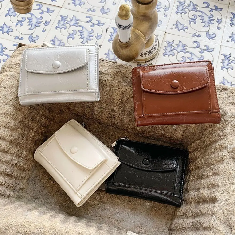 عارضة أنيقة المرأة محفظة قصيرة رقيقة جدا قصيرة مخلب بو الجلود حامل البطاقة سستة متعددة الوظائف محفظة السفر