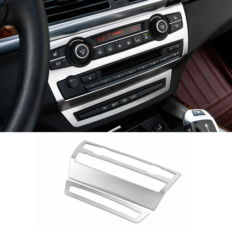 Car Styling Console Multimedia AC CD Panel Decoration Frame Cover Trim Strip Sticker For BMW X5 X6 E70 E71 Interior Accessories