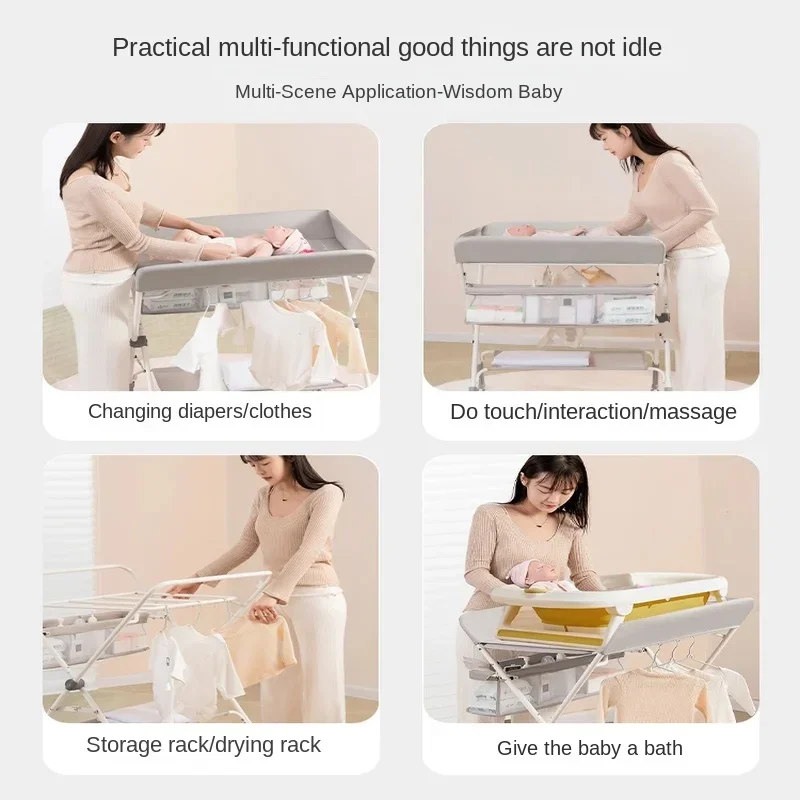 Multi-Functional Baby Care Table, K-Star Foldable Diaper Changing Table, Portable Baby Bed, Adjustable Height Mobility