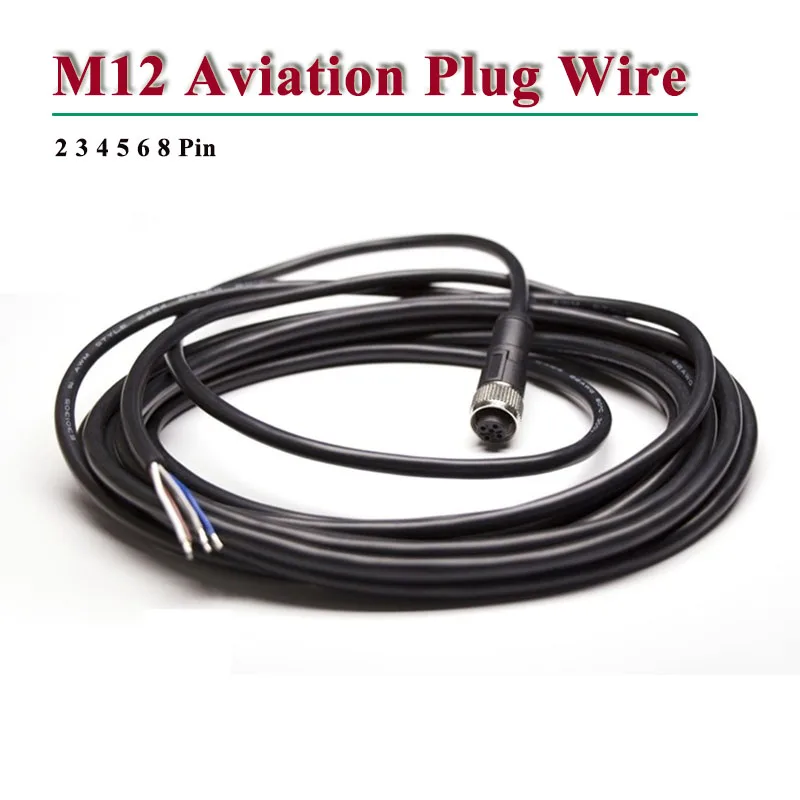 

M12 A-type Aviation Plug Connector Cable 2 3 4 5 6 8 Pin Male Female Waterproof Sensor Straight Head wit PVC Signal Line 0.2-10M