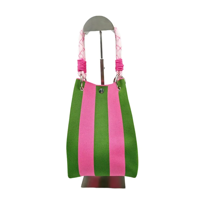 

Модная полосатая вязаная крючком женская сумка с цветочным принтом, клетчатые сумки на плечо для женщин, дизайнерские сумки, вязаная тканая сумка, мини-кошелек, клатч