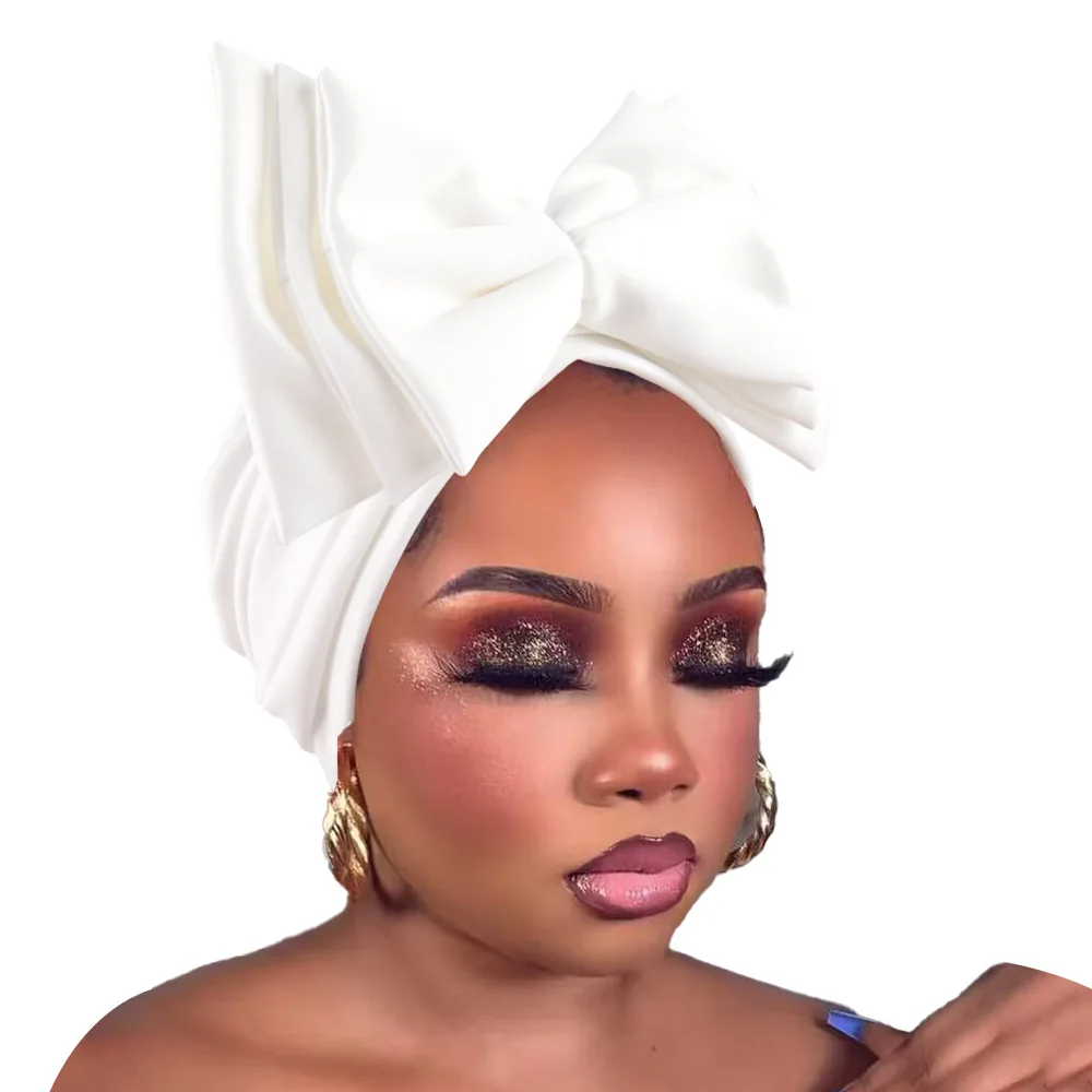 

Muslim Bow Turban Hat for Women African Headtie Head Wraps Bonnet Hijab Indian Chemo Cap Hair Loss Beanies Headwear Turbante New