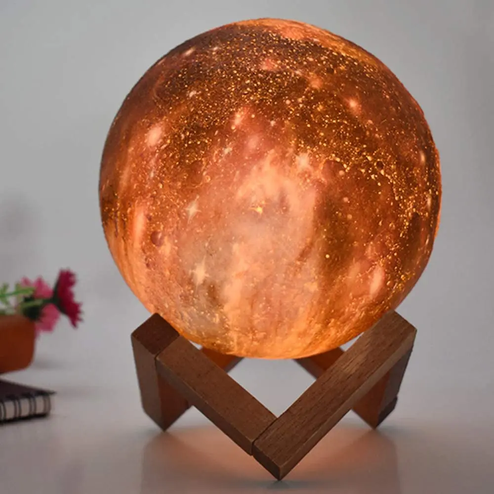 ZK20-3D Printing Moon Lamp for Kids, Night Light, Touch Remote Control, Galaxy Light, 16 Color Change