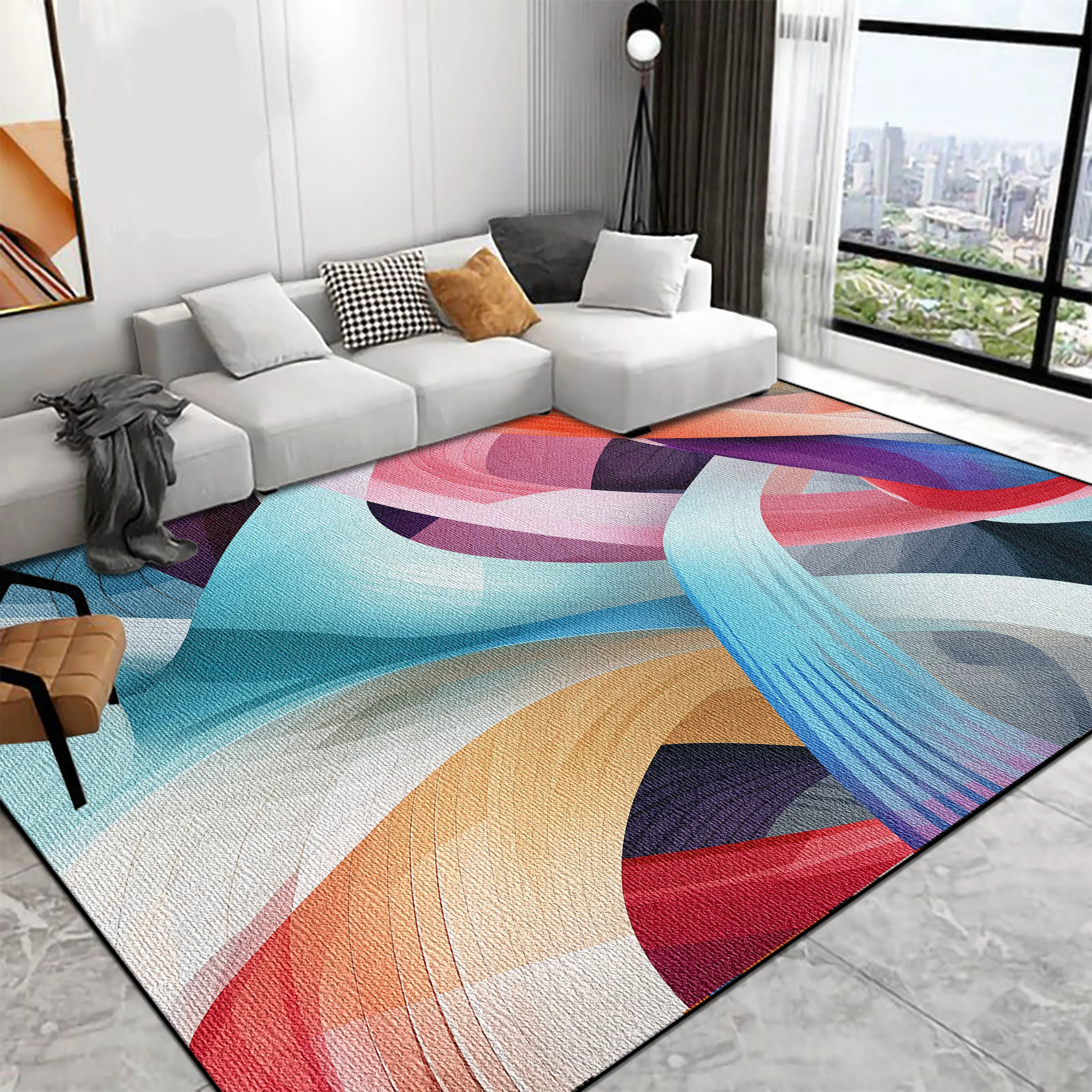 

Modern Light Luxury Carpets for Living Room Abstract Decor Rugs Home Sofa Side Foot Mat Bedroom Bedside Cloakroom Soft Floor Mat