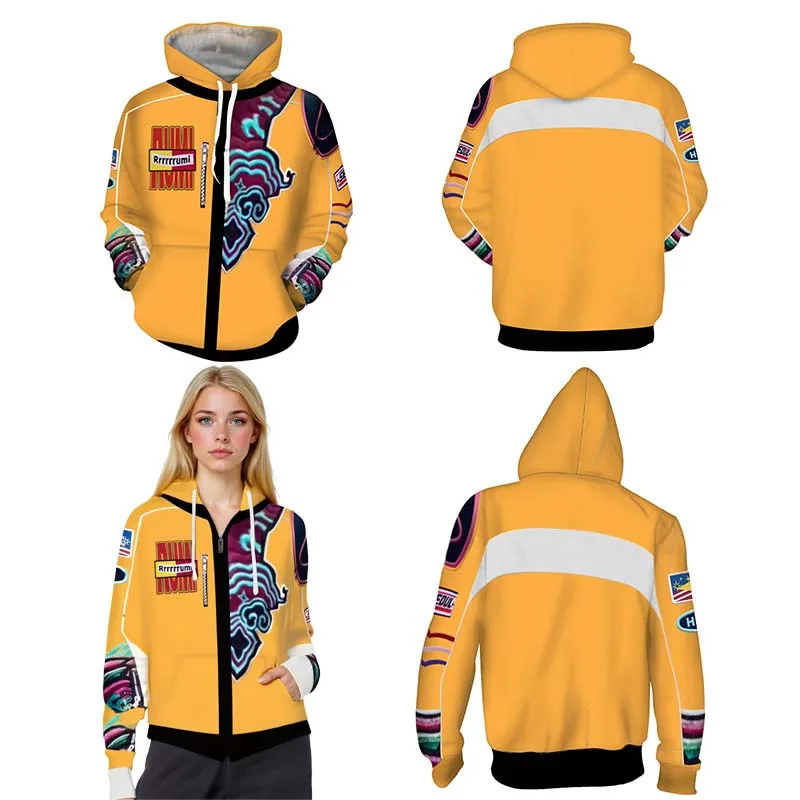 

Unisex Rumi Cosplay Costumes 3D Print Pullover Hoodies Zipper Jacket Adult Halloween Anime Rumi Outfits for Women Party Coat
