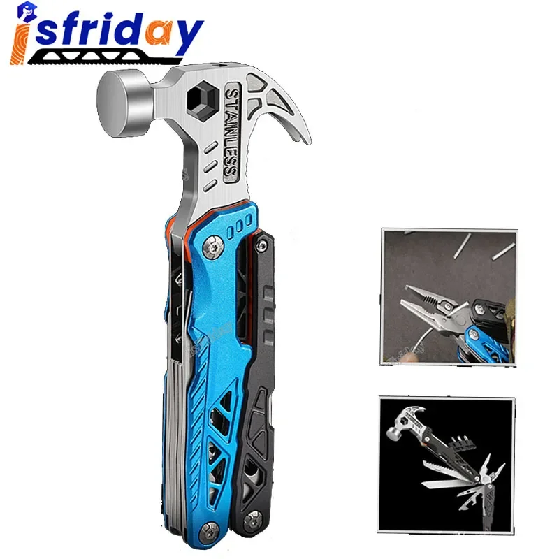 Newest Multifunctional Pliers Multitool Claw Hammer Stainless Steel Tool With Nylon Sheath For Outdoor Survival Camping Hiking