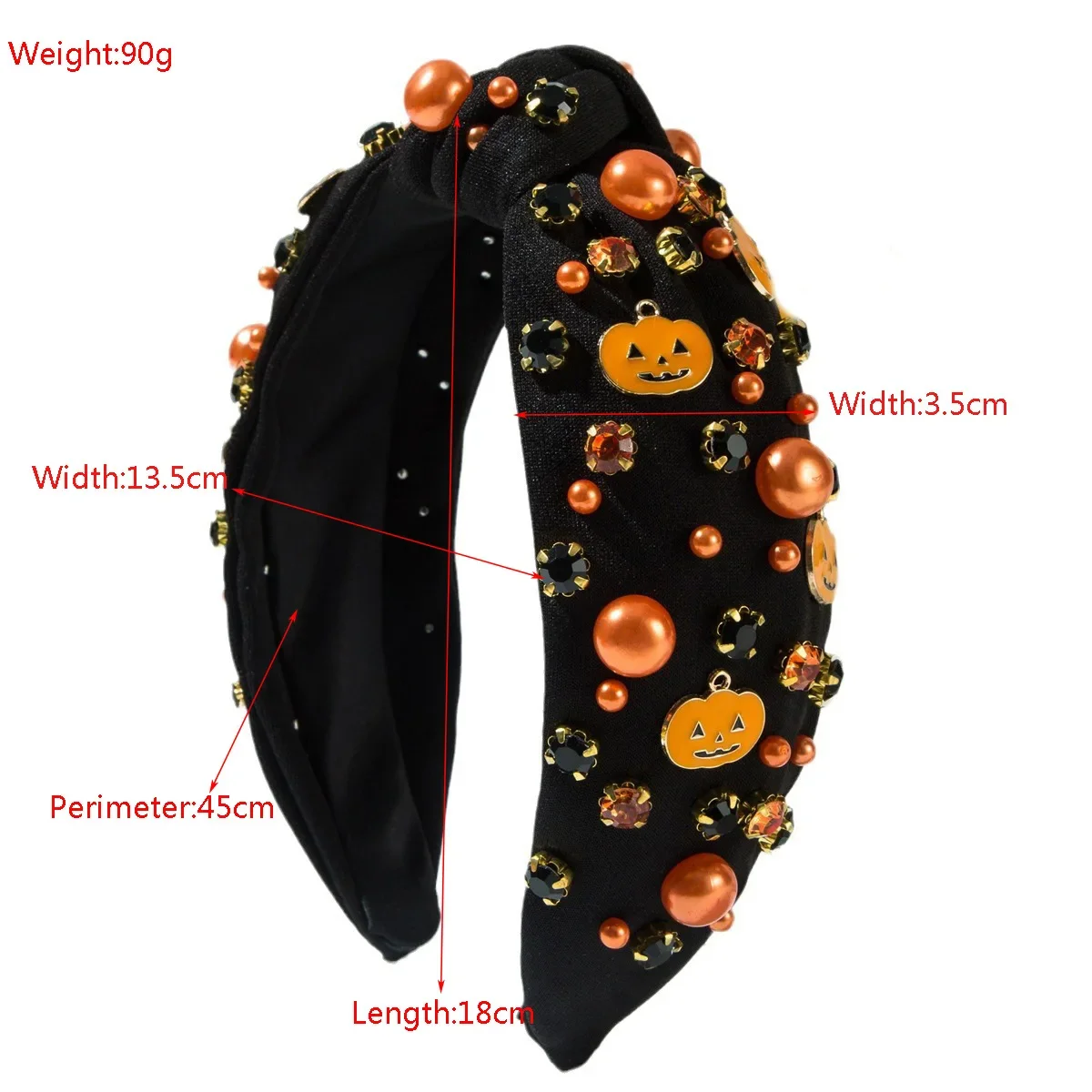 2024 New Halloween Knot Diamond Pearl Ghost Pumpkin Headband Decoration Holiday Hair Accessories Women