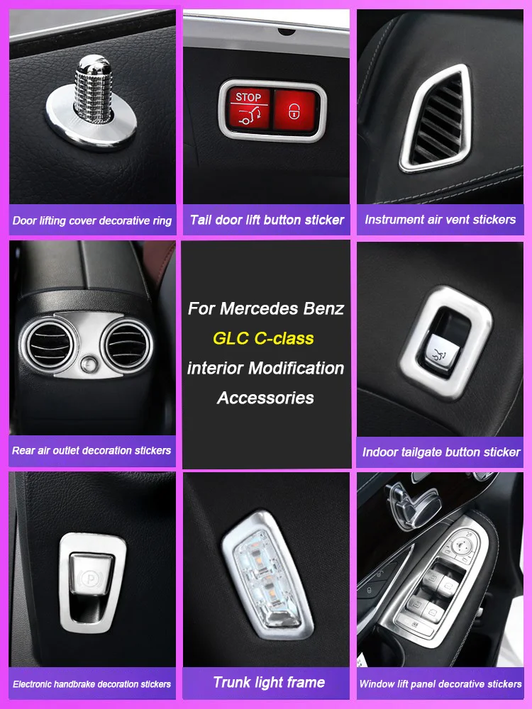 Window Glass Lift Switch Buttons Frame Decoration Cover For Mercedes Benz C Class W205 GLC X253 C200 GLC300 Interior accessory