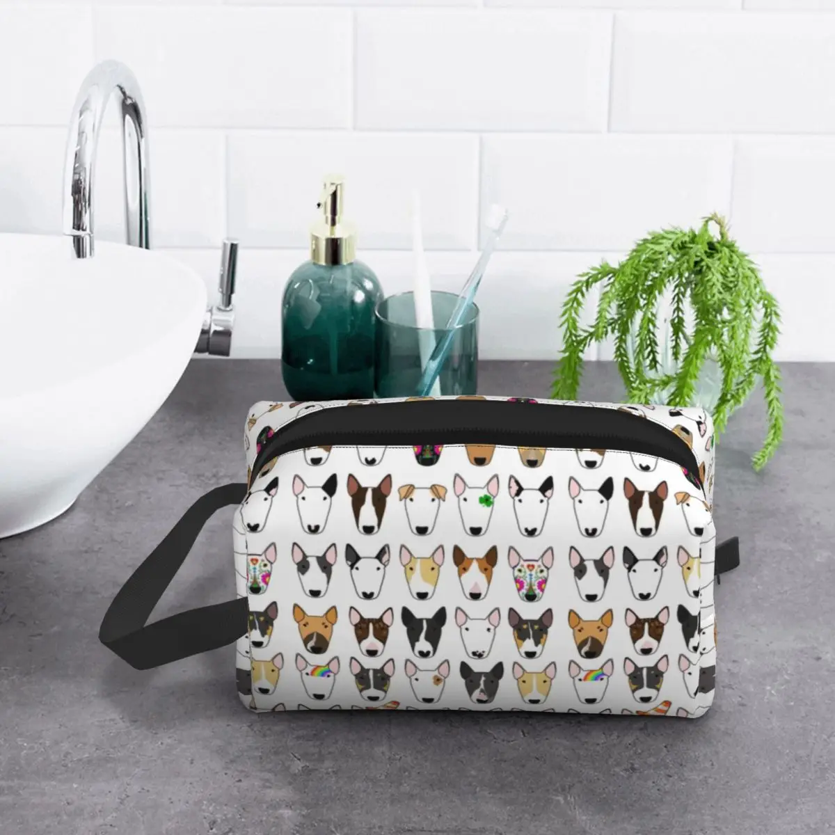 Borsa cosmetica personalizzata Multi Bull Repeat Fashion Big Capacity Dog Lover Bull Terrier custodia per il trucco borse da toilette per la conservazione della bellezza