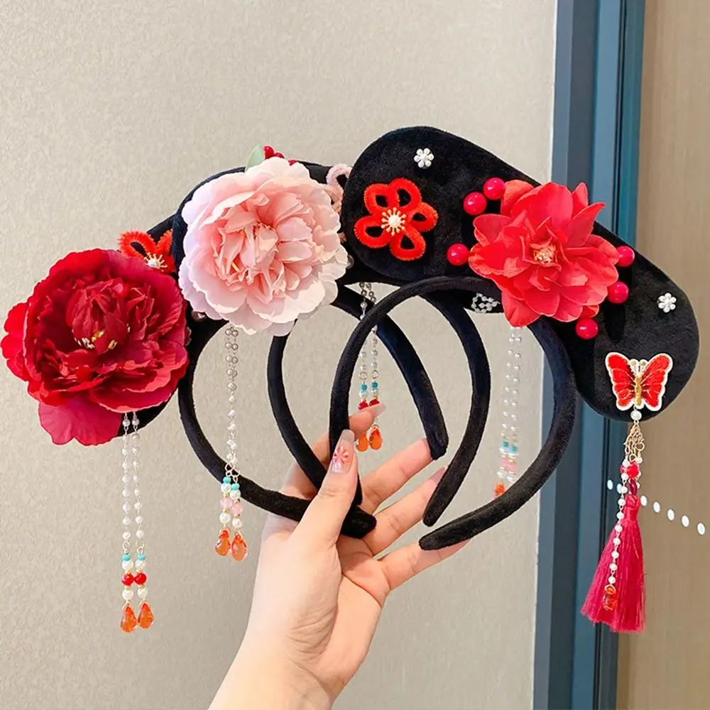 Flower Chinese Style Headwear Bow Pearl Hanfu Hair Clip New Year Hair Accessories Antique Headband Ancient Style Headband