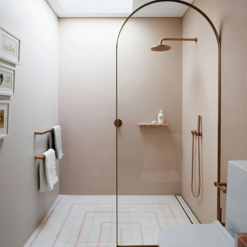 Divisorio per doccia curvo in oro divisorio per bagno divisorio a forma di uno schermo per porta scorrevole schermo per bagno con porta in vetro