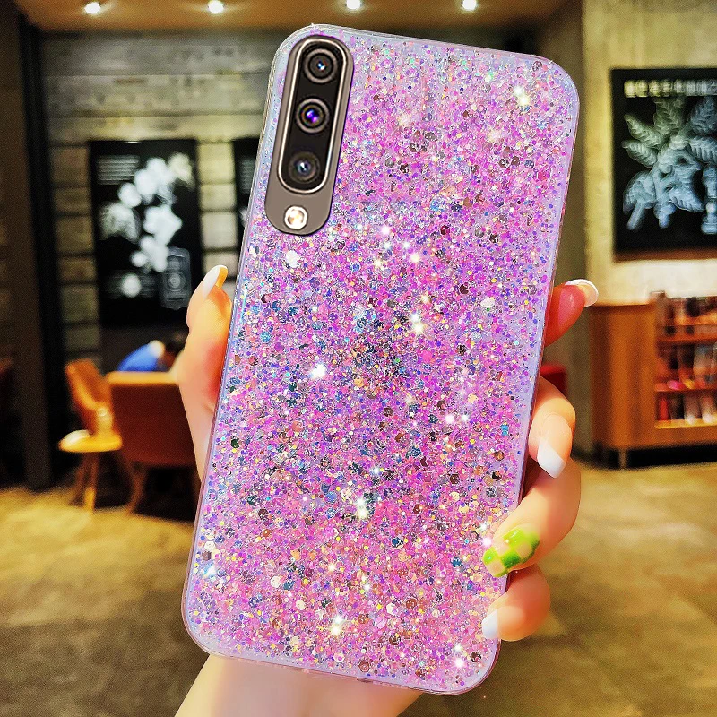 Shiny Glitter Silicone Case for Samsung Galaxy A10 A20 A30 A50 A70 A10S A20S A30S A50S A70S A7 2018 A6 Plus Soft Back Cover