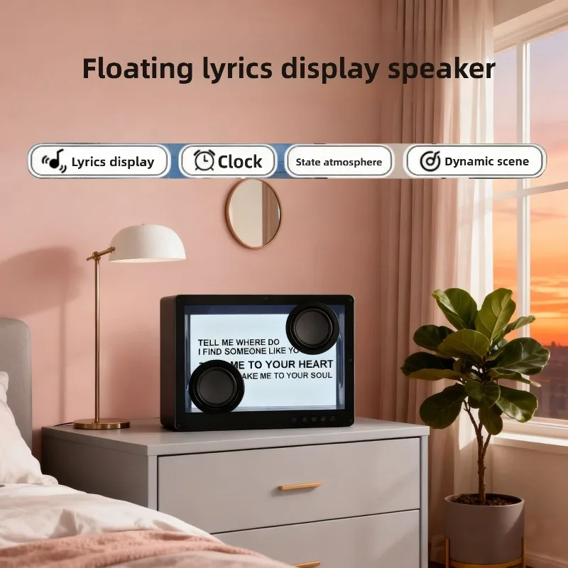 New D35 Bluetooth Speaker with Floating Lyrics Transparent Bass Home Wireless Speaker Desktop Karaoke