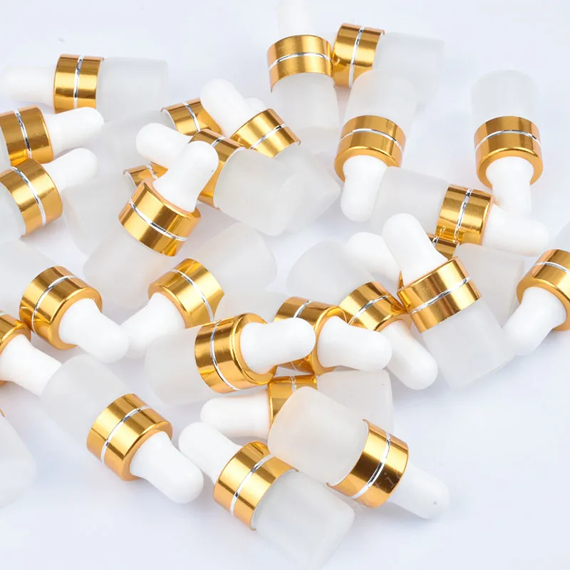 10pcs 1ml 2ml 3ml 5ml Mini Dropper Bottles Glass Empty Essential Oil Aromatherapy Bottles Gold Cap Pipettes Bottles