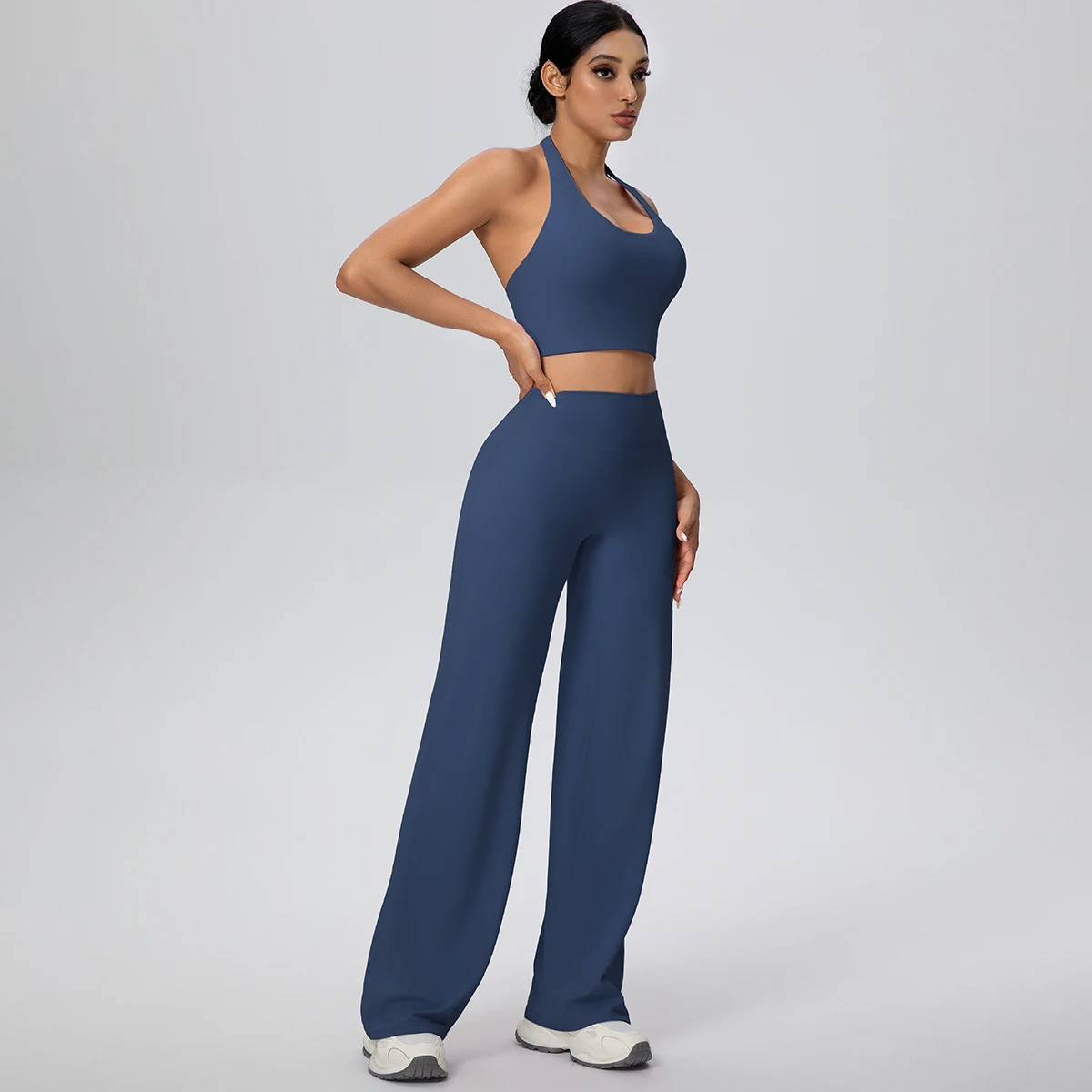 2-teiliges Damen Yoga-Set: Rückenfreier Neckholder-BH und Hose – Sommerliches, atmungsaktives Sport- und Lauf-Workout-Top – Top-Seller – Detail 19