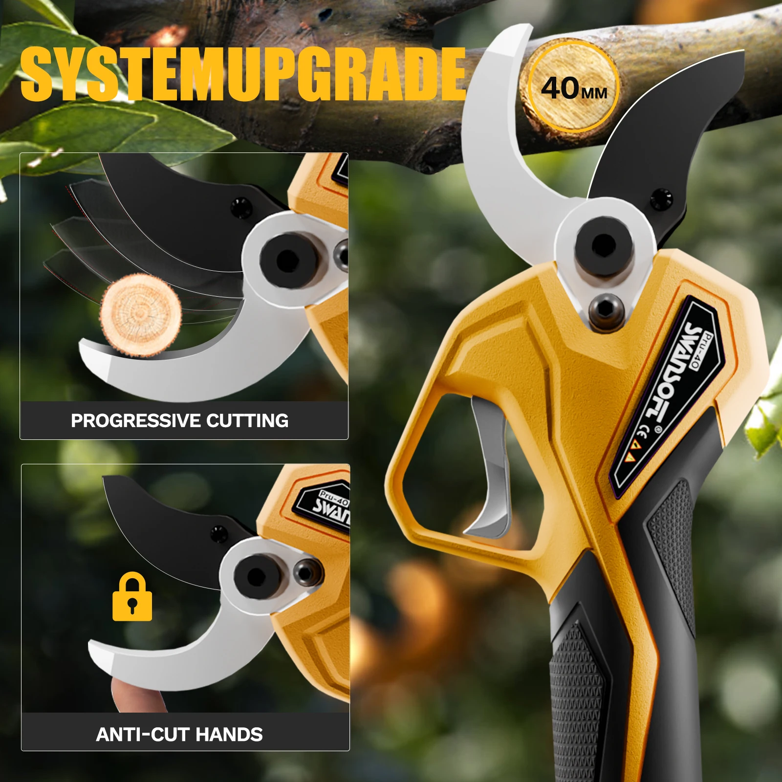 Pru-40  Cordless Pruner Lithium-ion Pruning Shear 40MM Electric Tree Branches Garden Tools Efficient ScissorsBonsai