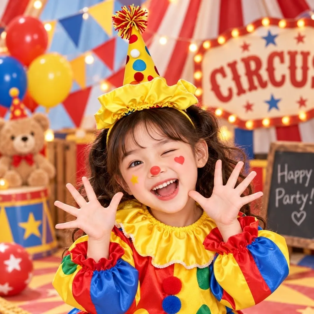 Cosplay Prop Ball Halloween Joker Headband Ruffle Classic Joker Hats Hair Hoop Dot Grid Colorful Clown Headwear Ghost Festival