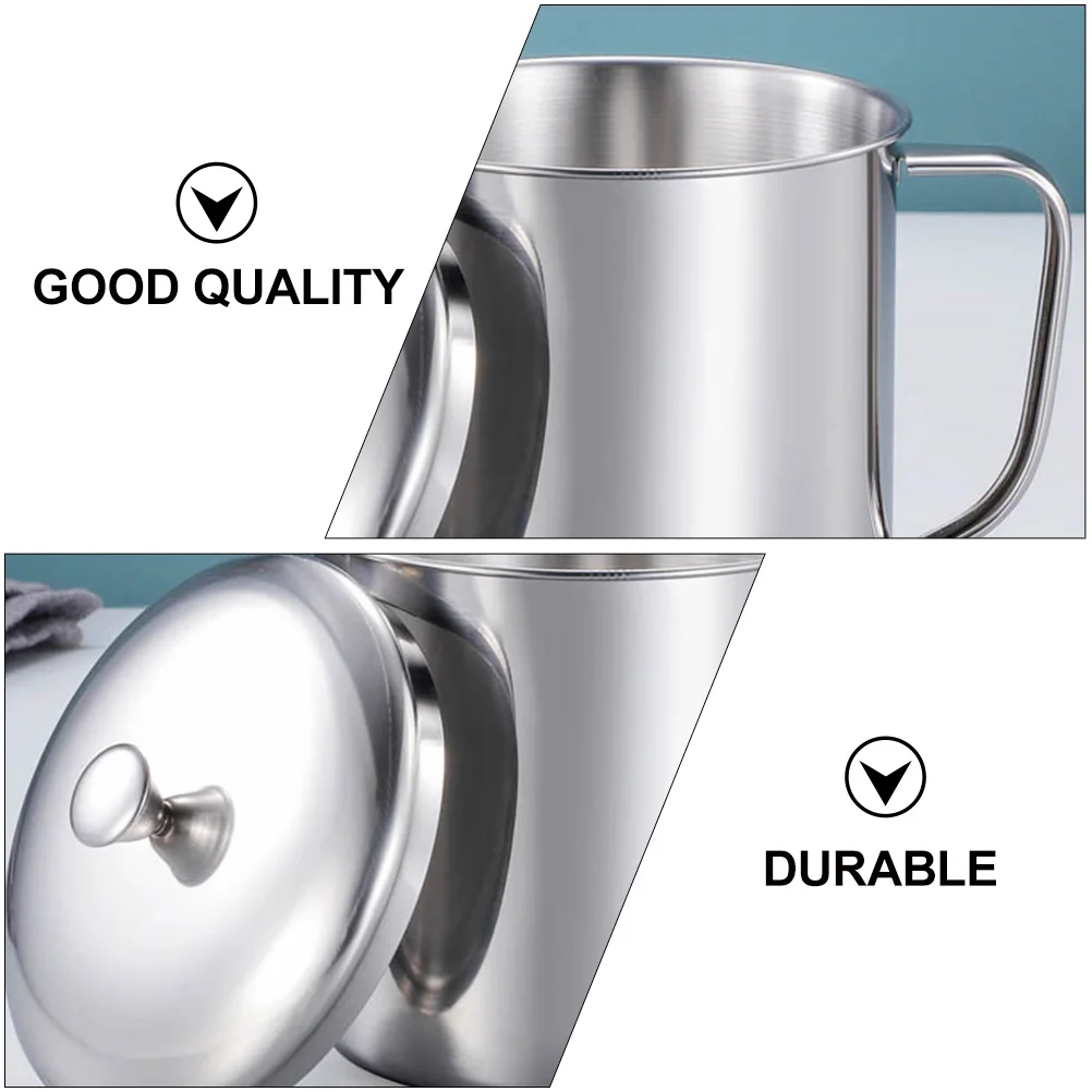 

1pc Stainless Steel Water Cup With Handle Lid Rustproof Mug Coffee Milk Juice Home Office Beverage Container Glass