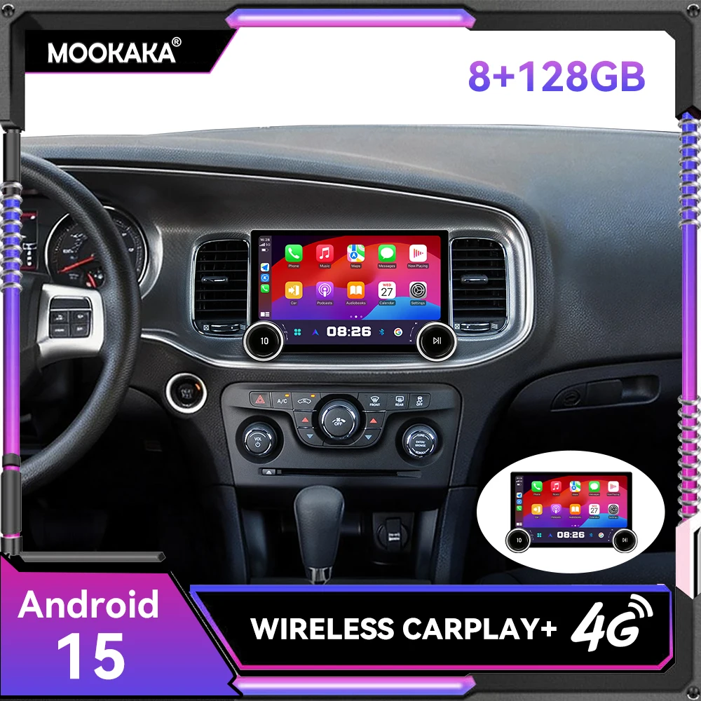 Radio para Auto con Pantalla de 11.8 Pulgadas, 8+128GB, Android 15, para Dodge Challenger SRT Hellcat 2015-2024, GPS, Navegación, Reproductor Multimedia, Estéreo