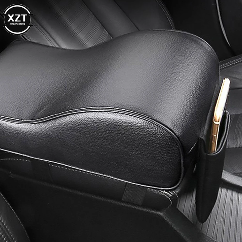 Car Memory Foam Armrest Cushion Center Console Armrest Pillow With Mobile Phone Holder Storage Bag Car Armrest Box Mat Pad