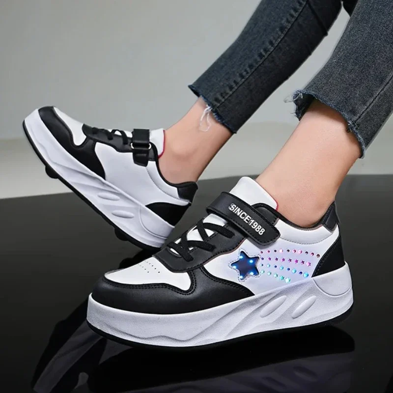 

Original Design, Fashionable and Niche Children's Leisure Skating Double-wheel Height-increasing Walking Outdoor Shoes