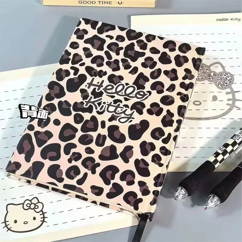 A5 Sanrio Hello Kitty Notebook Cute Cartoon KT Cat Leopard Thickening of Hard Shell Student Diary Portable Cashbook Child Gifts