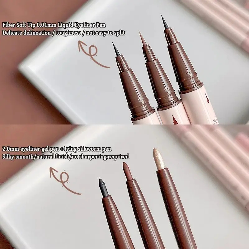 1 PC 2.0mm Double-Headed Design ปากกาอายไลเนอร์,ยาวนานและกันน้ํา,Smudge-Proof,Ultra-Fine TIP,เริ่มต้น-Friendly