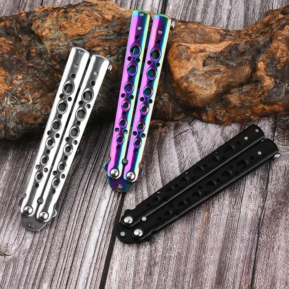 Foldable Butterfly Knife Trainer Portable Stainless Steel Practice Knifes Cosplay Accessories Folding Knife for Outdoor Games