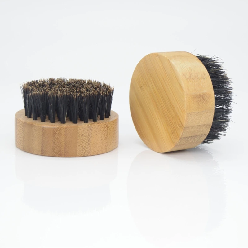 Pettine per barba manico rotondo in legno spazzola per la cura della barba spazzola per setole di cinghiale strumento per la cura della barba da uomo per una toelettatura perfetta