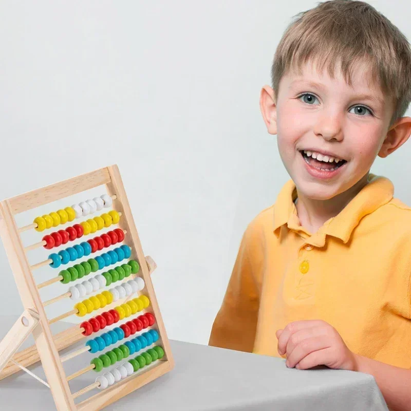 Jouet classique en bois pour l'apprentissage althdes mathématiques, jouet de comptage des dos, boulier arithmétique des chiffres Montessori, cadeau pour tout-petits, 100 perles