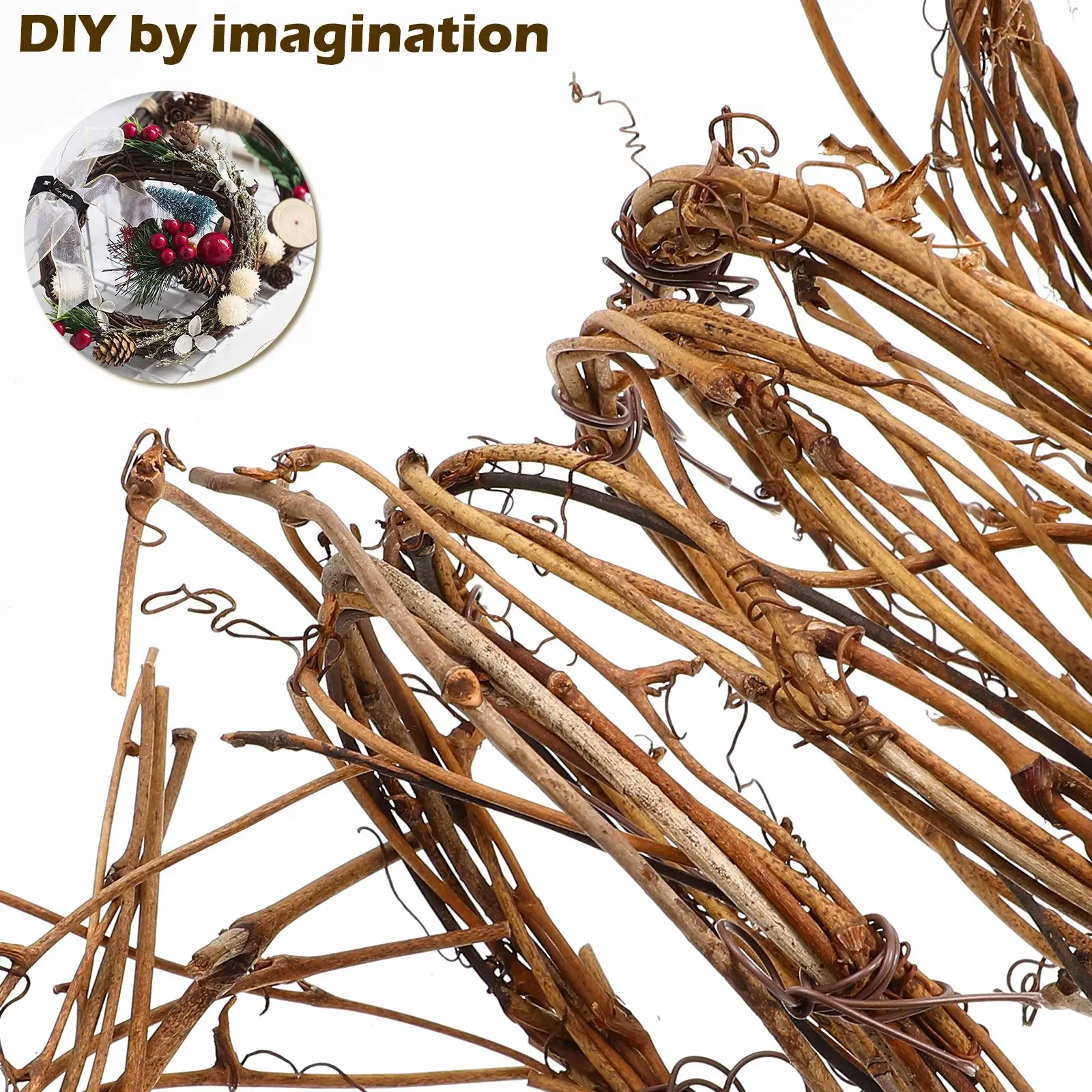 1 Roll Natural Grapevine Twig Garland Decor Christmas DIY Craft Vines Base for Crafting Wreath Hanging Ornament