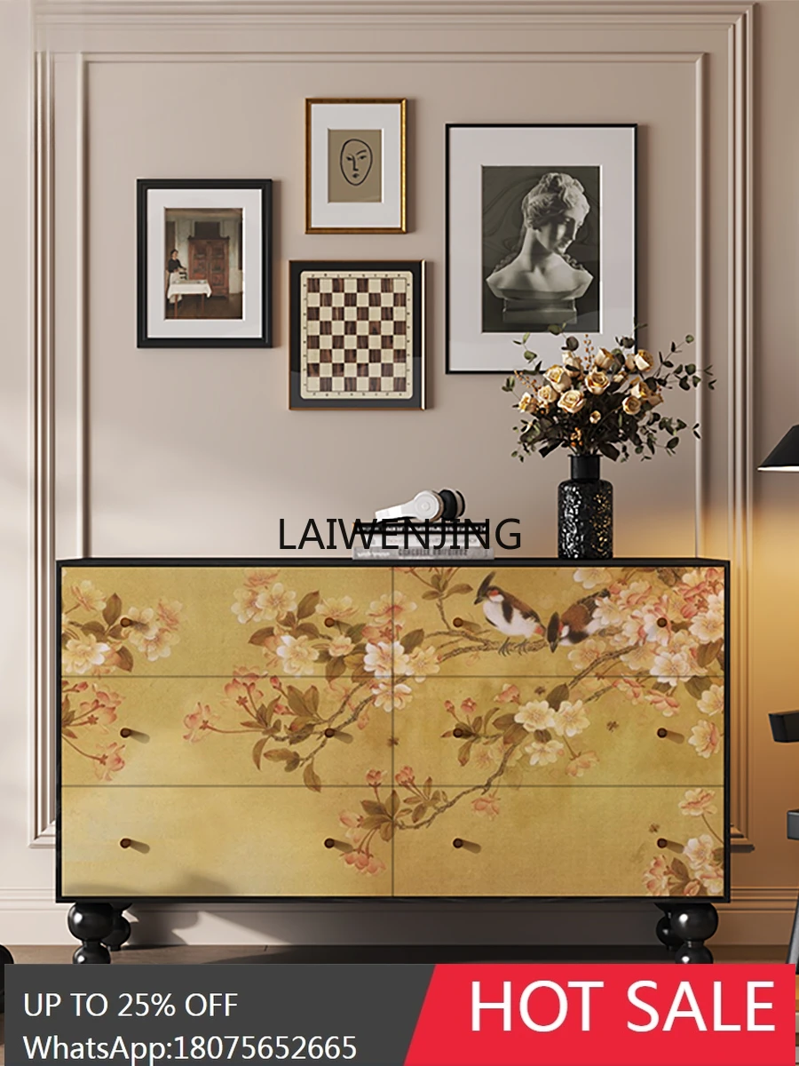SGF flower and bird picture six chest cabinet dresser retro living room entrance dining room cabinet