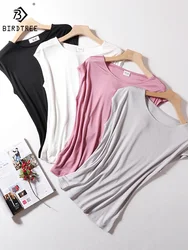 BirdTree 2024 30%  Silk Tank Top, Women's Knitted Solid Color, Simple Round Neck Bottom Vest, Spring Summer T43910QM