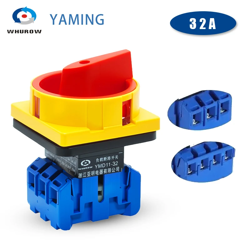 YMD11-32A 3P Manual Disconnecting Load Break Isolator Switch Rotary Cam 32A 690V OF-OFF Padlcok Replace LW30 GLD SFD11