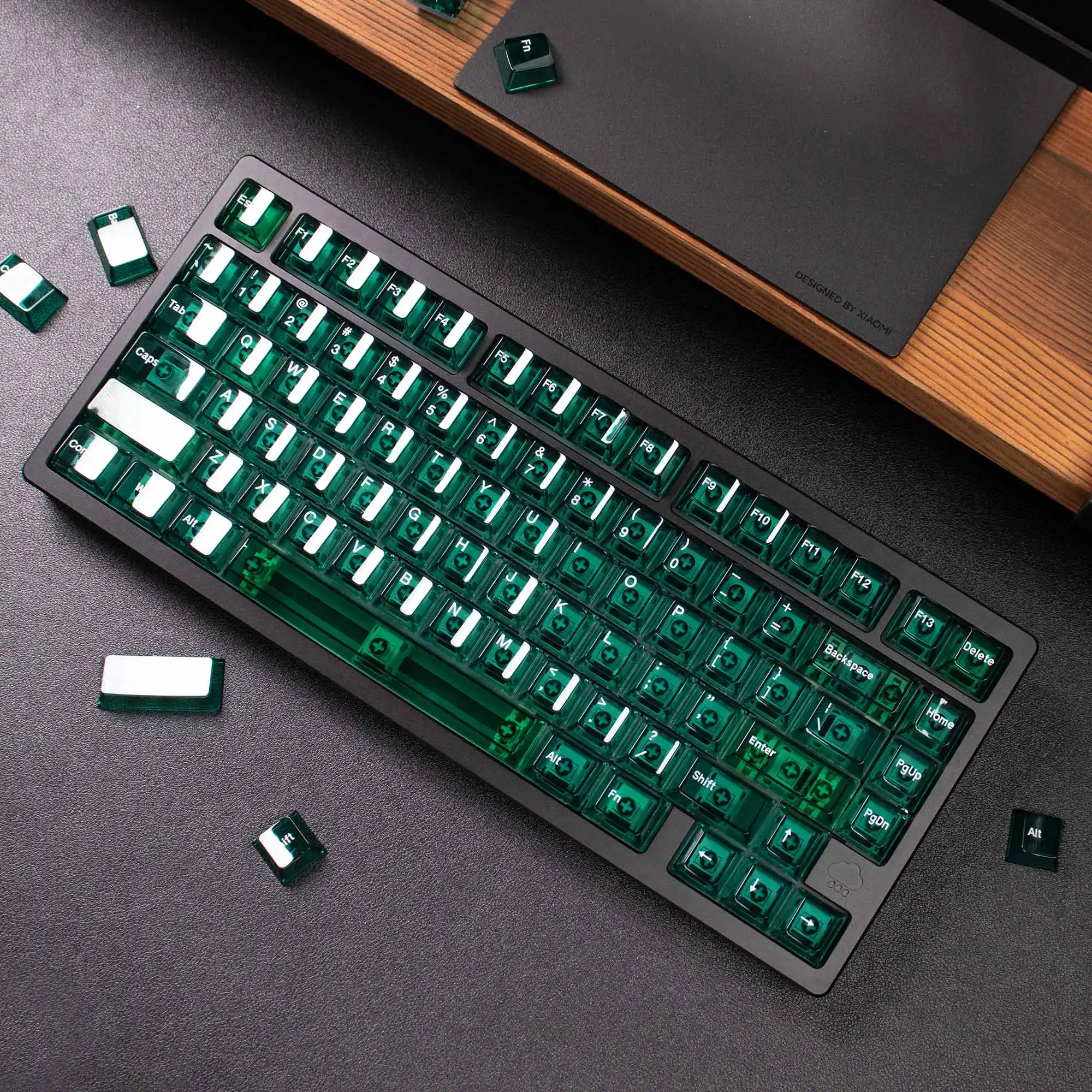 161 Keys Jade Green Keycaps Transparent Cherry Height PC Pad Print Mechanical Keyboard AULA F75 GK61 Anne Pro 2 Ajazz