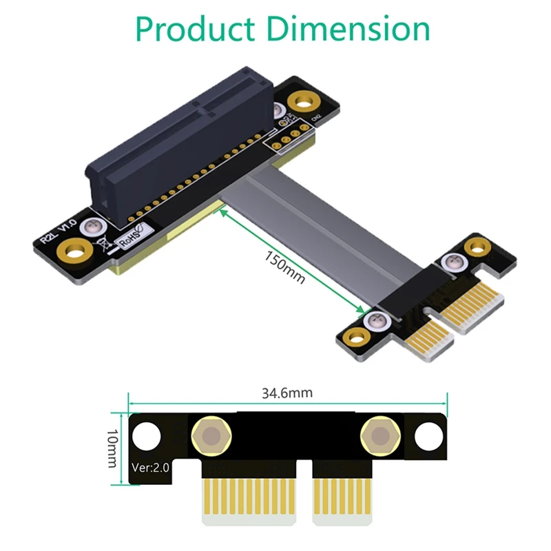 PCIE PCI Express 4X To 1X Extension Cable PCI-E 1X To 4X Riser Extender Cable Vertical 90 Degrees Ribbon Cable