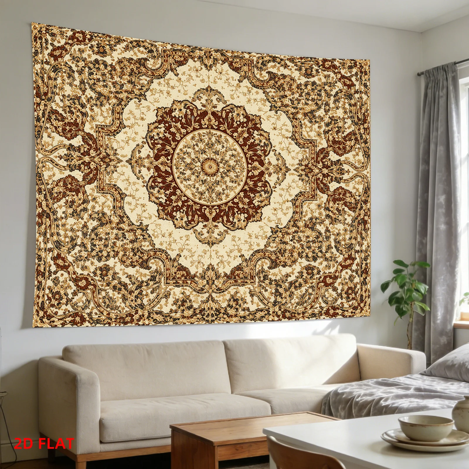 Luxurious Baroque Damask Tapestry Wall Hanging Polyester Decoration for Living Room Bedroom Ornate Floral Damask Ethnic Style Ho