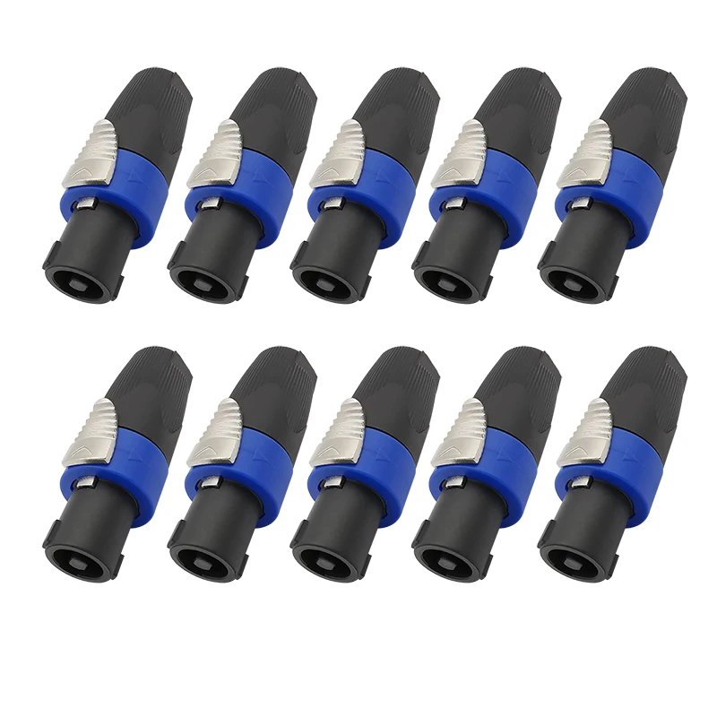 10Pcs/lot 4 Pole Audio Speaker Male Plug Twist Lock Audio Cable Connectors Compatible with Speakon NL4FC