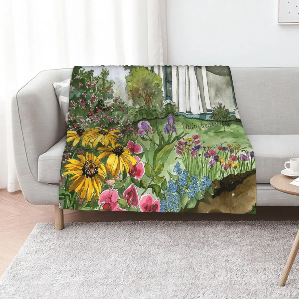 Manta Decorativa con Diseño de Jardín de Flores, Suave y Cálida, Sin Bolitas, para Cama